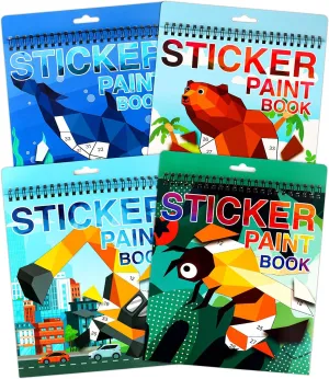Crafts for Kids Ages 4-8 Sticker Paint Number Books Stickers for Kids Animals Ocean Vehicle Insect Sticker Book for Girls Boys Birthday Party Favor Car Plane Travel Activity Toy