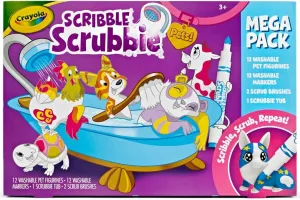 Crayola Scribble Scrubbie Pets Mega Set (25  pcs), Reusable Pet Care Toy, Toys for Girls & Boys, Gift for Kids, Ages 3, 4, 5