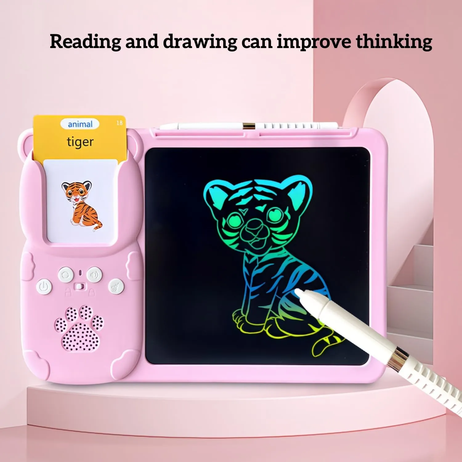 Croeve Talking Tablet, LED Writing Tablet for Kids, 2-in-1 Voice Pad & Drawing Pad, Magic Doodle Board Drawing for Kids Electronic Writing Board (1 PCS Pink, 510 Words)