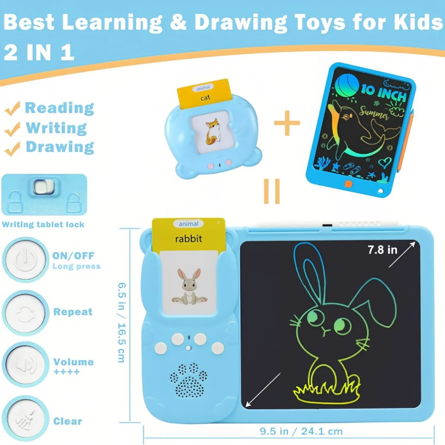 Croeve Talking Tablet, LED Writing Tablet for Kids, 2-in-1 Voice Pad & Drawing Pad, Magic Doodle Board Drawing for Kids Electronic Writing Board (1 PCS Pink, 510 Words)