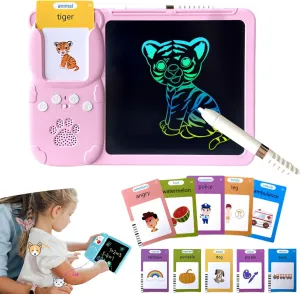 Croeve Talking Tablet, LED Writing Tablet for Kids, 2-in-1 Voice Pad & Drawing Pad, Magic Doodle Board Drawing for Kids Electronic Writing Board (1 PCS Pink, 510 Words)