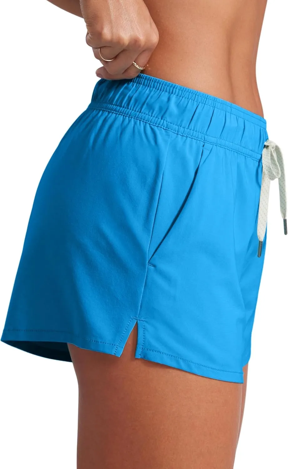 CRZ YOGA Womens 3" Mid Waisted Swim Board Shorts Side Splits Swimming Bottoms Quick Dry Beach Swimsuit with Liner Pockets