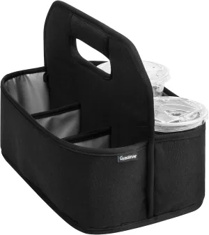 Cup Drink Carrier with Handle, Reusable Coffee Cup Holder for Hot or Cold Drinks, On-The-go Water Bottle Cup Caddy with Adjustable Dividers for Food Delivery Service
