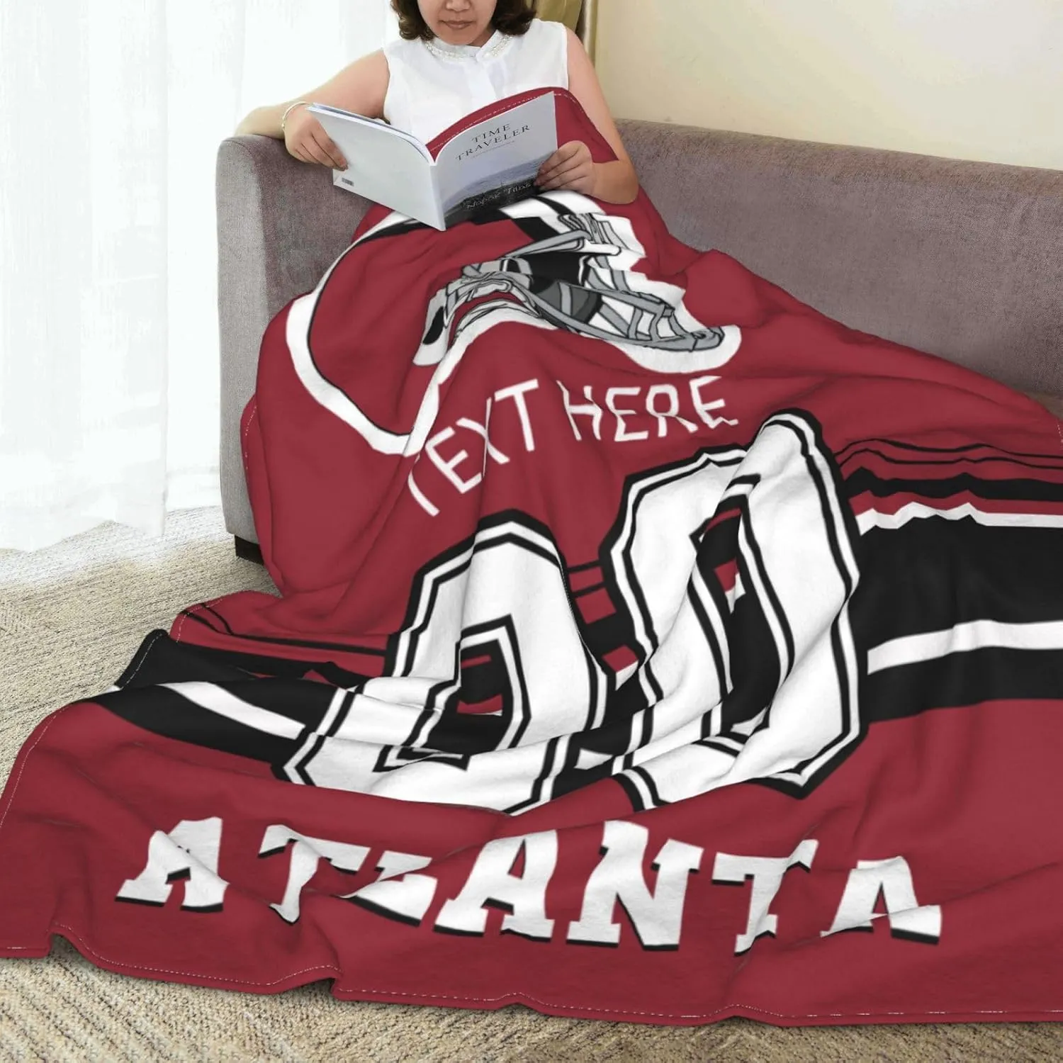 Custom Atlanta Throw Blanket for Football Fans Personalized Football Style Blanket Customized Any Name and Number Throw Blankets Gifts for Men Women