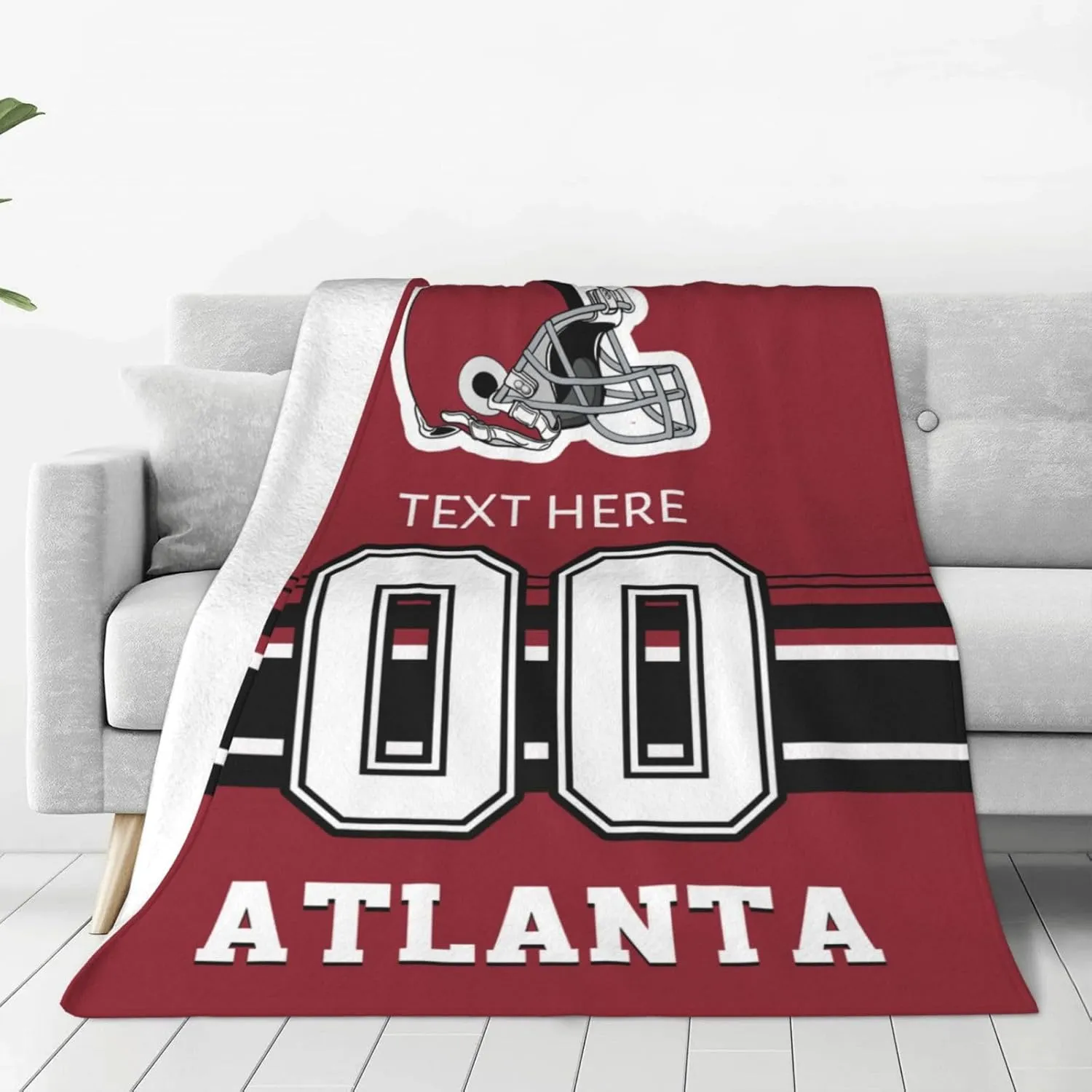 Custom Atlanta Throw Blanket for Football Fans Personalized Football Style Blanket Customized Any Name and Number Throw Blankets Gifts for Men Women