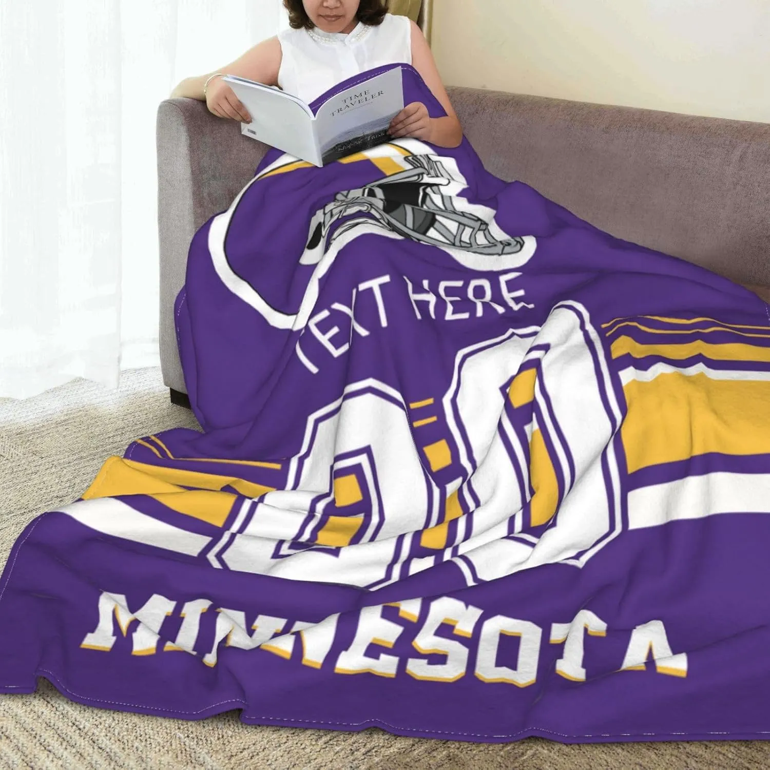 Custom Minnesota Throw Blanket for Football Fans Personalized Football Style Blanket Customized Any Name and Number Throw Blankets Gifts for Men Women