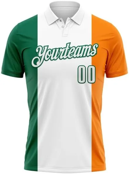 Customize Name, Short Sleeve Shirt, Polo Sport, Navy Bay Orange-Green 3D St. Patrick's Day Shirtbowling