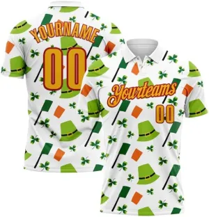 Customize Name, Short Sleeve Shirt, Polo Sport, Navy Bay Orange-Green 3D St. Patrick's Day Shirtbowling