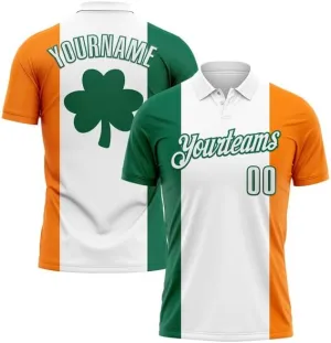 Customize Name, Short Sleeve Shirt, Polo Sport, Navy Bay Orange-Green 3D St. Patrick's Day Shirtbowling