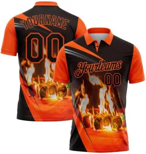 Customize Name,Custom Jersey, Polo Sport, Green Red-White 3D Pattern Design Flame Billiards 8 Ball Polo