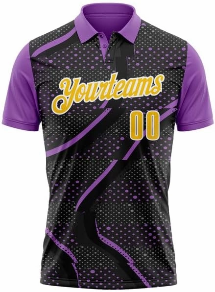 Customize Name,Custom Jersey, Polo Sport, Black Bay Orange-Neon Green 3D Bowling Geometric Shape Polo