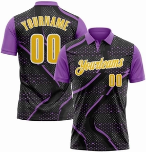 Customize Name,Custom Jersey, Polo Sport, Black Bay Orange-Neon Green 3D Bowling Geometric Shape Polo