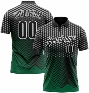Customize Name, Short Sleeve Shirt, Black Kelly Green-Red 3D Bowling Abstract Grunge Art Performance