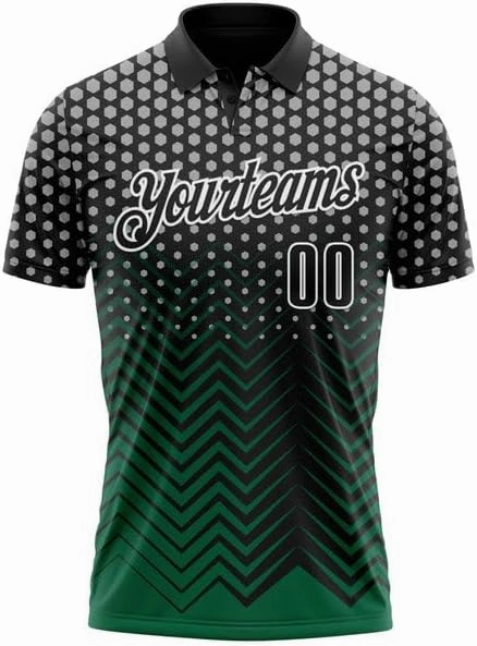 Customize Name, Short Sleeve Shirt, Black Kelly Green-Red 3D Bowling Abstract Grunge Art Performance