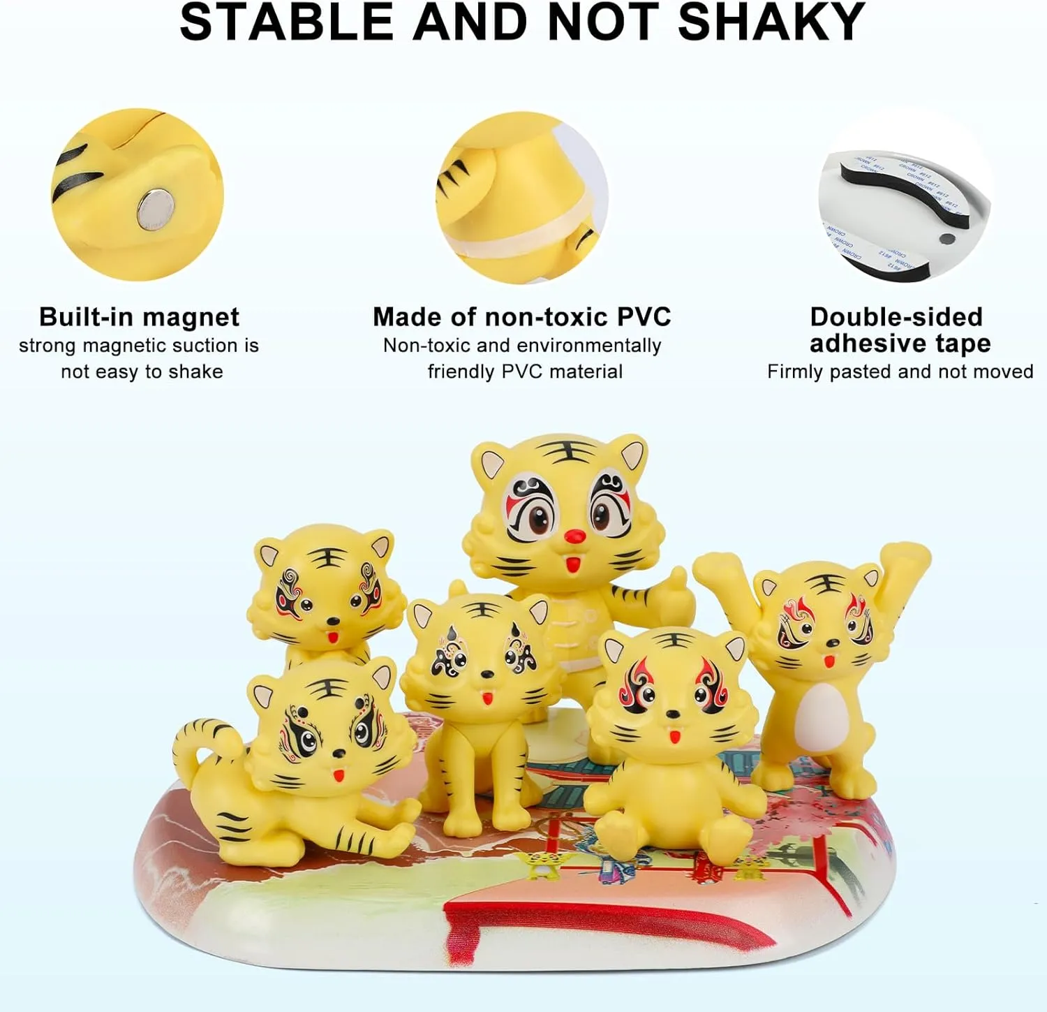 Cute Animal Toys, Tiger Toys,Realistic Safari Animal Figures,Plastic Tiger Figures 6Ps with Tray for Kids (Pink)