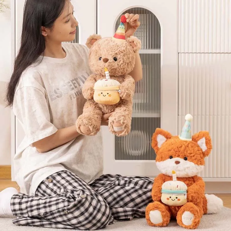 Cute Birthday Bear Fox Plush