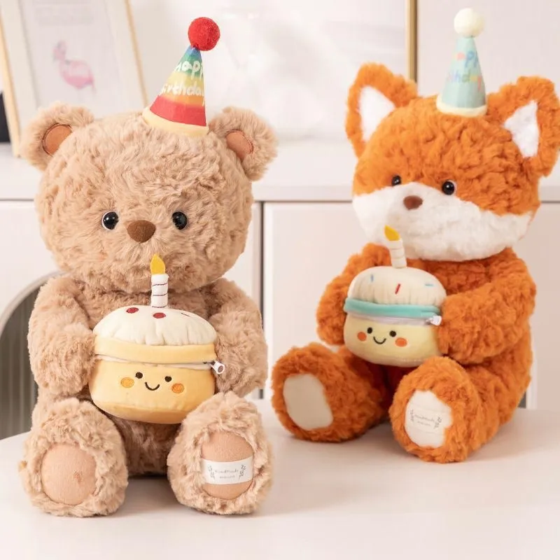 Cute Birthday Bear Fox Plush