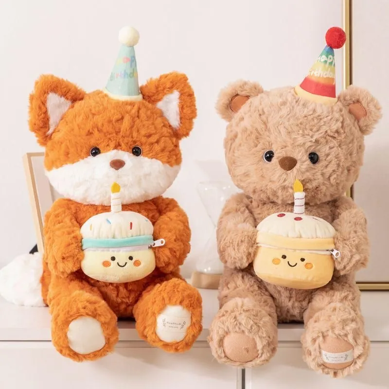Cute Birthday Bear Fox Plush
