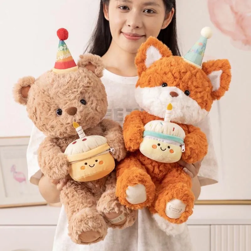 Cute Birthday Bear Fox Plush