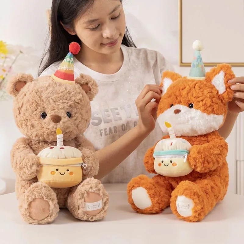 Cute Birthday Bear Fox Plush