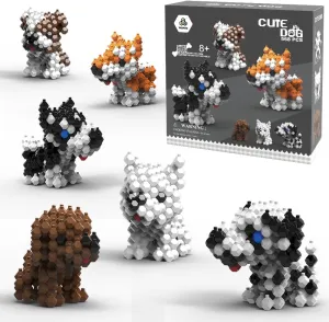 Cute Dog Building Animal Sets, Extremely Challenging STEM Building Blocks Decor for Adults Kids, Micro 3D Educational Toys for Boys Girls Ages 8 and Up, 6 Cute Dogs(568 Pieces)