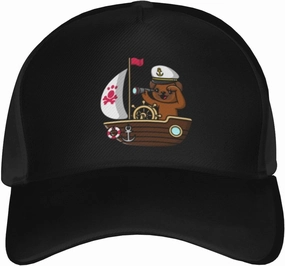 Cute Pug Binoculars on Board Baseball Cap Men's and Women's Baseball Hat Adjustable Casual Outdoor Breathable Caps Truck Driver Hat Dad Cap Black