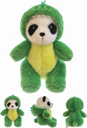 Cute Stuffed Panda Animal Cosplay as Pink Dinosaur Plush Toy in Costume - Soft Plushies for Kids 12 Inch