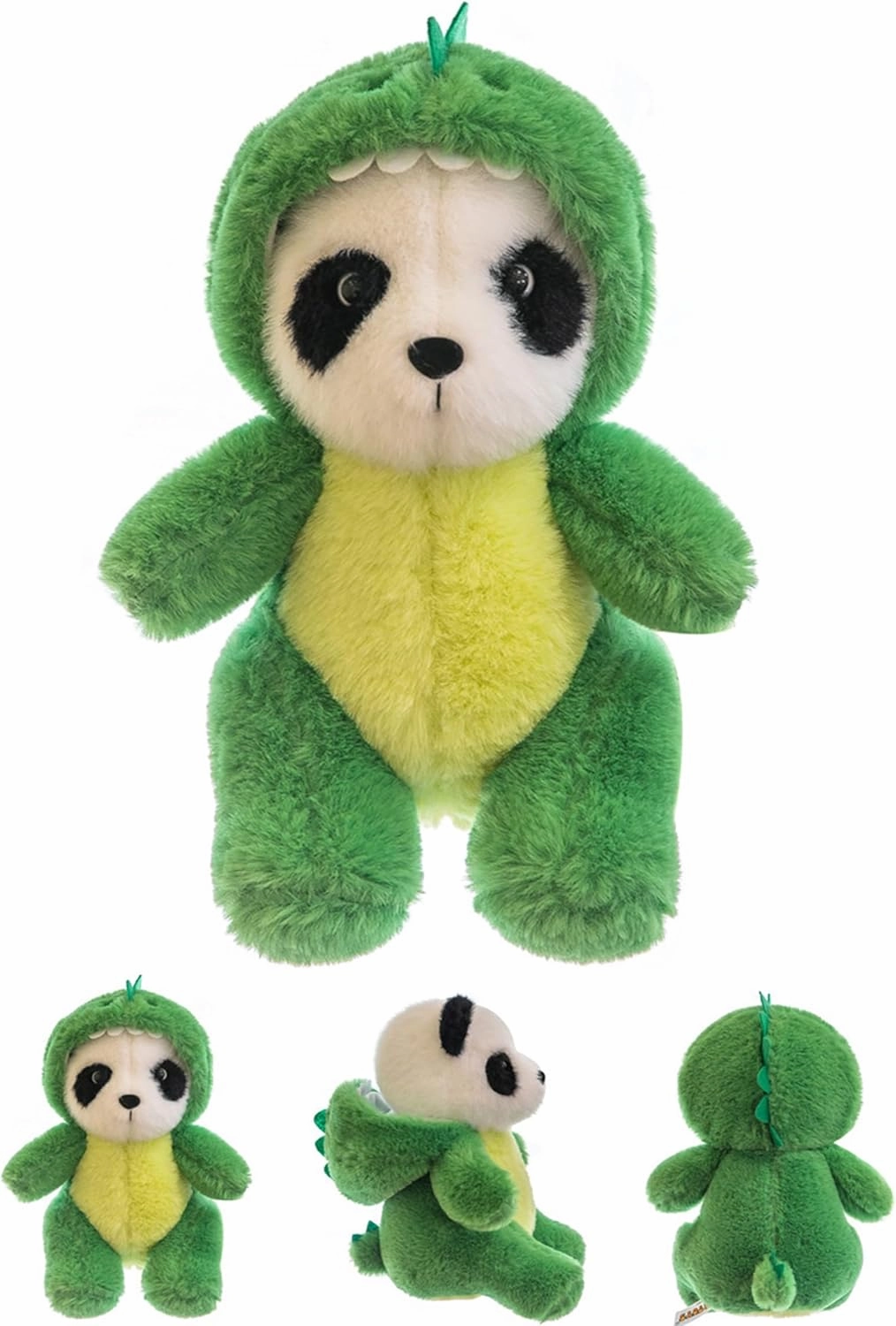 Cute Stuffed Panda Animal Cosplay as Pink Dinosaur Plush Toy in Costume - Soft Plushies for Kids 12 Inch