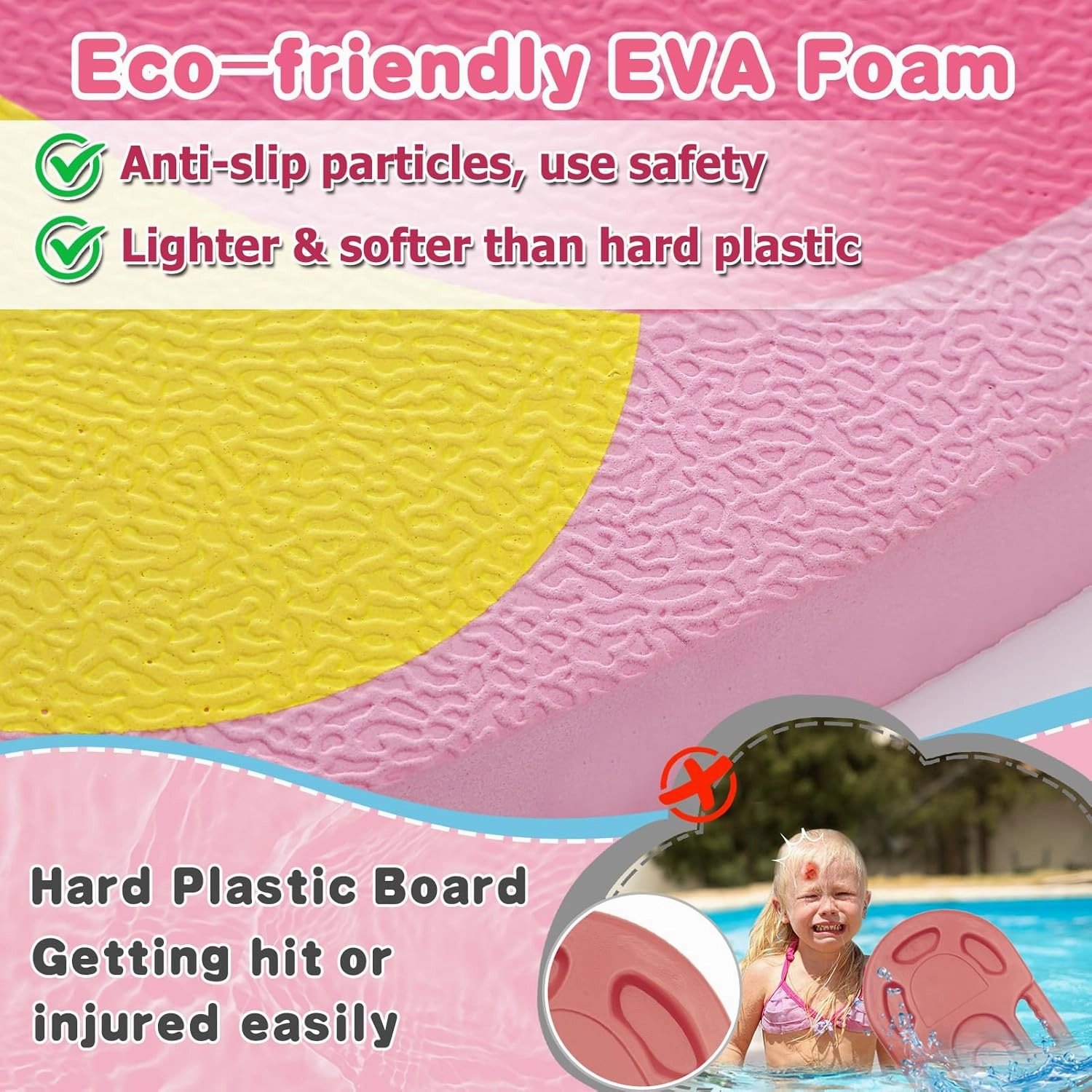 Cute Swimming Aid Kickboard - Swim Training Auxiliary Board, with Handrail Holes, for Beginners Children Practising Summer Pool Party