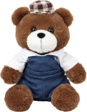 Cuteoy Brown Bear Stuffed Animal in Shirt Back Pants Soft Plush Toy Cute Plushies for Girls Boys Birthday