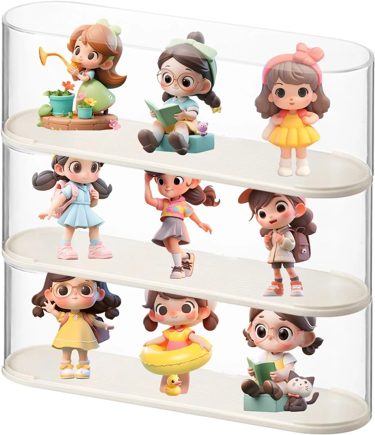 CYEAH 3 Pcs Clear Display Case for Figures, Stackable 3 Tier Acrylic Display Box Case, Countertop Dustproof Showcase for Collectibles Mini Toys Funko Pop Popmart Action Figures