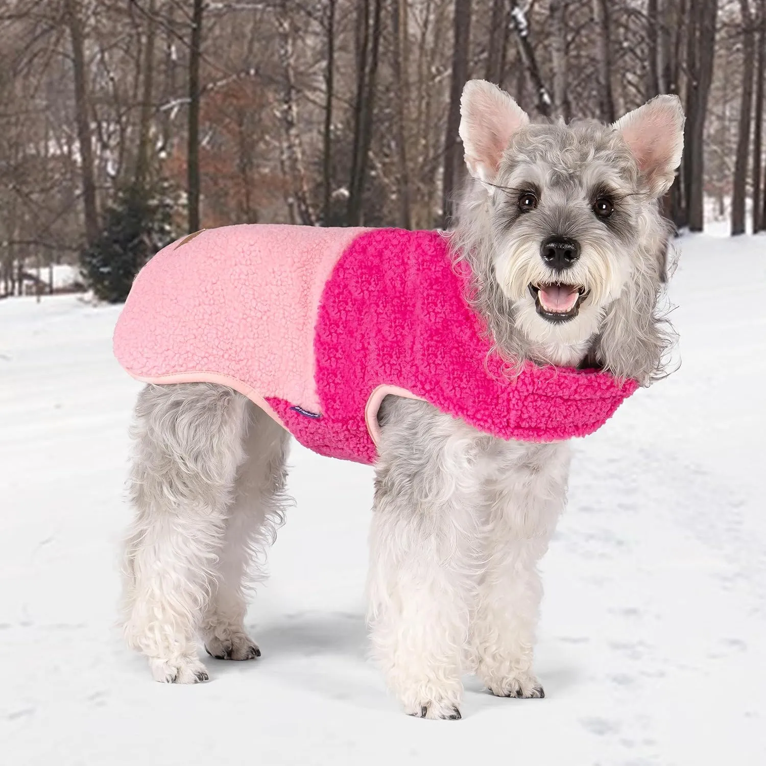 cyeollo Warm Dog Coat Sherpa Winter Coat, Reversible Fleece Jackets Sweater Vest for Small Dogs Female, Soft Cold Weather Dog Clothes, Rose Red M
