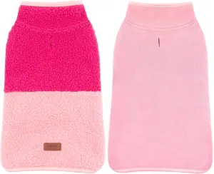 cyeollo Warm Dog Coat Sherpa Winter Coat, Reversible Fleece Jackets Sweater Vest for Small Dogs Female, Soft Cold Weather Dog Clothes, Rose Red M
