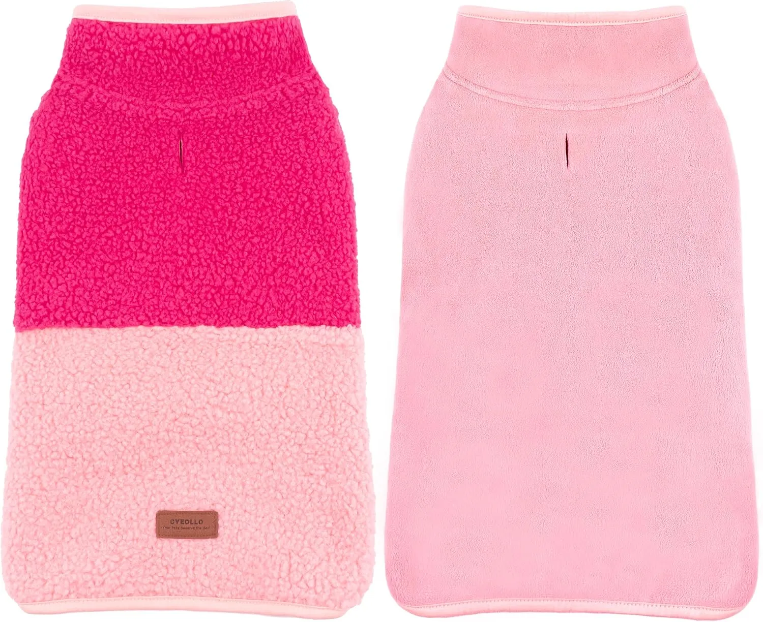 cyeollo Warm Dog Coat Sherpa Winter Coat, Reversible Fleece Jackets Sweater Vest for Small Dogs Female, Soft Cold Weather Dog Clothes, Rose Red M