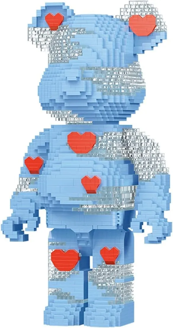 DAHONPA Blue Love Bricks Building Blocks Bear Set, Decoration Toy 2630 Pieces, Gift for Adults and Kids