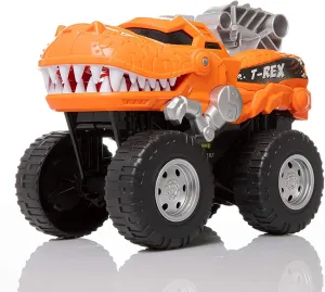 Dazmers Dino Monster Truck - Motorized T-Rex Monster Truck for Kids 3 Years and Up - Roars and Lights Up - Big Dinosaur Truck Toy - Durable 10" Long Monster Truck for 3 Year Old Boys