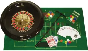 Deluxe Casino Style Roulette/Blackjack Combo Set - Includes 16 Inch Wheel, Double Sided Roulette/Blackjack Mini Felt, 120 Chips, Cards, Ball, Marker and Rake!