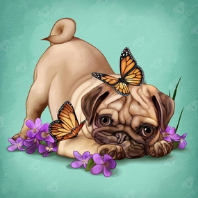 DIAMOND ART CLUB Butterfly Pug Diamond Painting Kit, Fun DIY Crafts for Adults, Round Diamond Art Canvas for Beginners, 13" x 13" (33cm x 33cm)