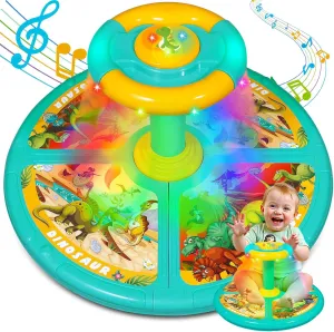 Dinosaur Sit and Spin Toys for Toddlers 1 2 3 4 5 6 Years Old, Bigger Size, Christmas Birthday Gift for Kids Boys Girls with Music & LED Lights, 360°Spinning Seat Sensory Toys for 18M 