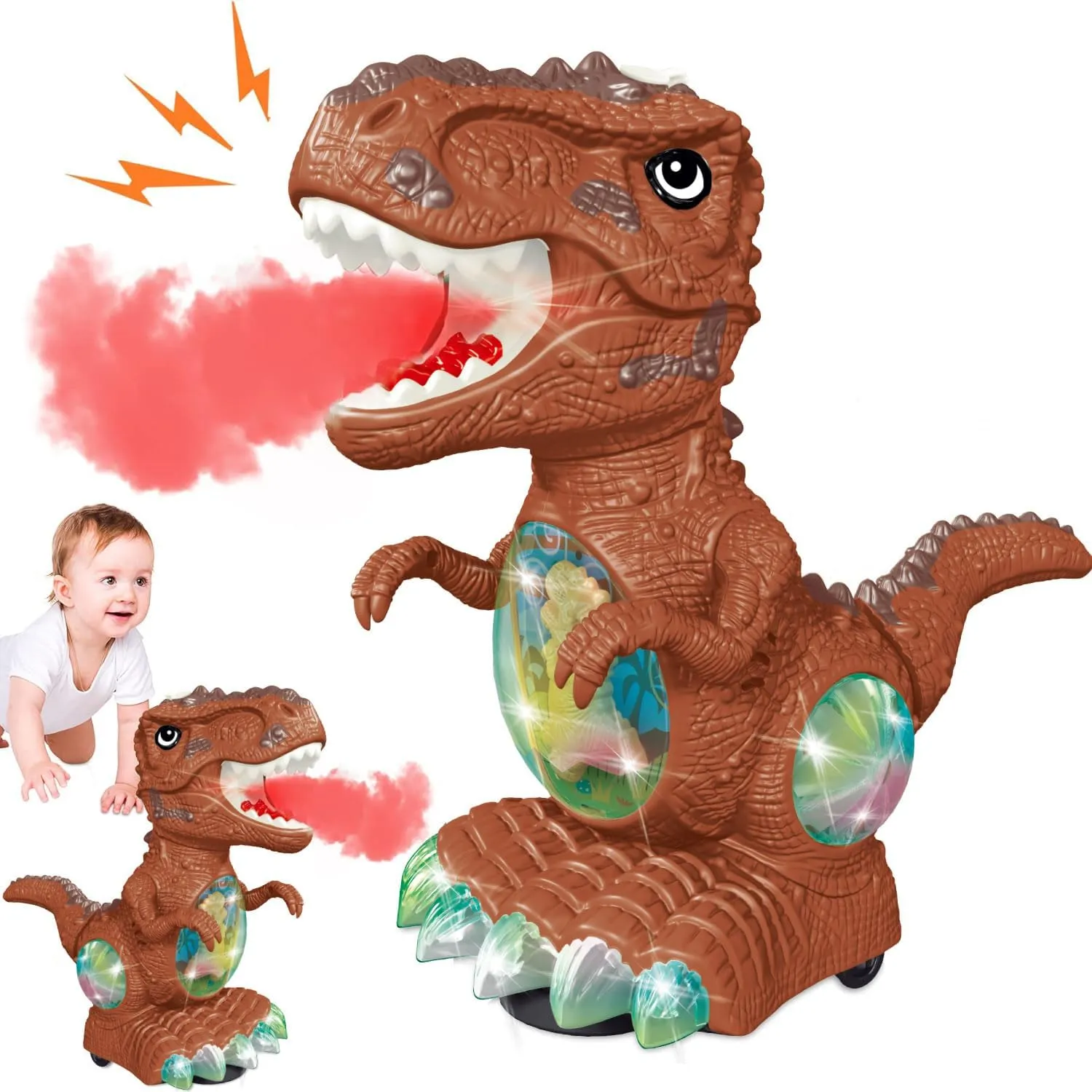 Dinosaur Toys for Kids 2-4 Year Old Boy,Roar Music and Lights Toddler Toy for Boys Girls Age 1-3,Moving Dino Baby Toy with Mist Spray,Electric Dinosaur Toy for Kids 3-5 Easter Christmas Birthday Gifts