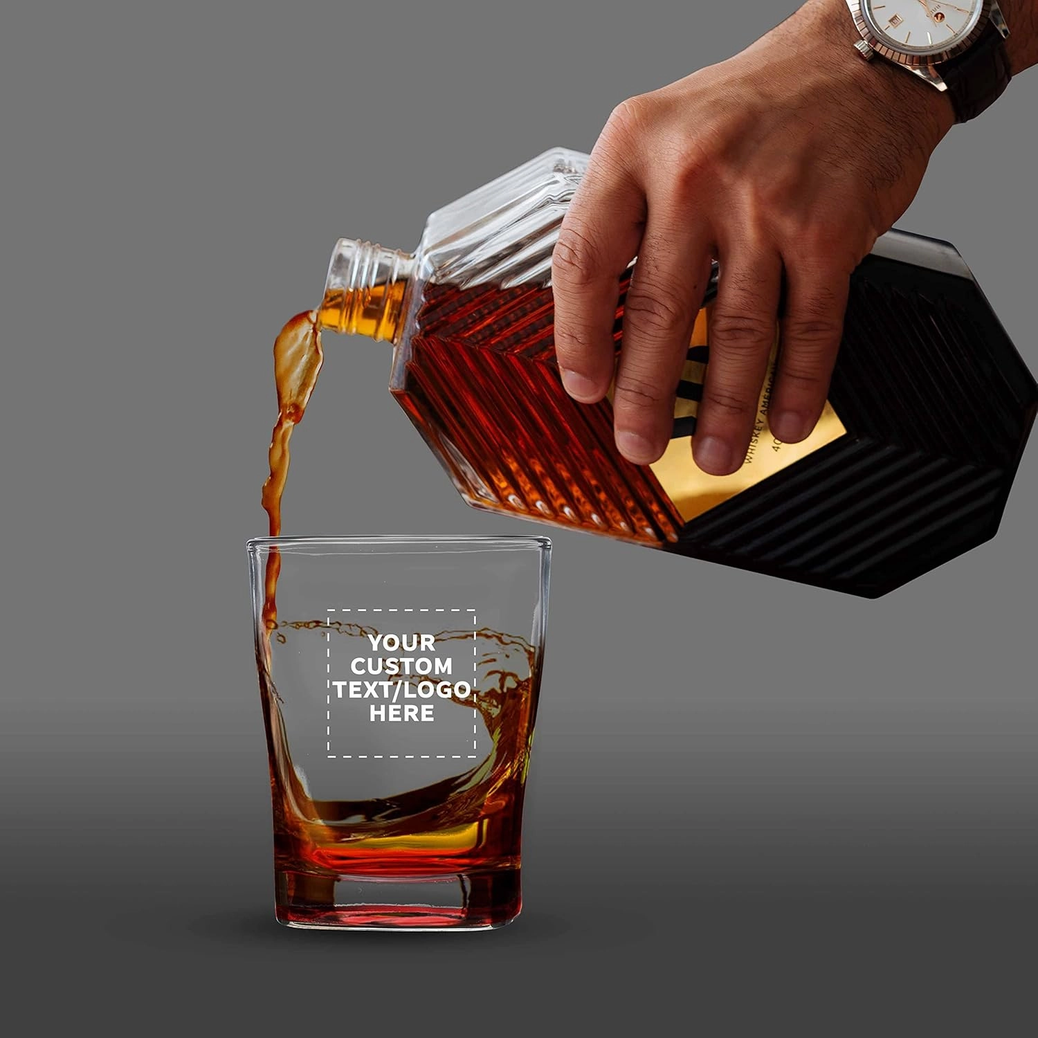 DISCOUNT PROMOS 100 Verona Whiskey Glasses Set, 11 oz. - Customizable Text, Logo - Durable, Thick Base, Color Bottom, Barware - Red