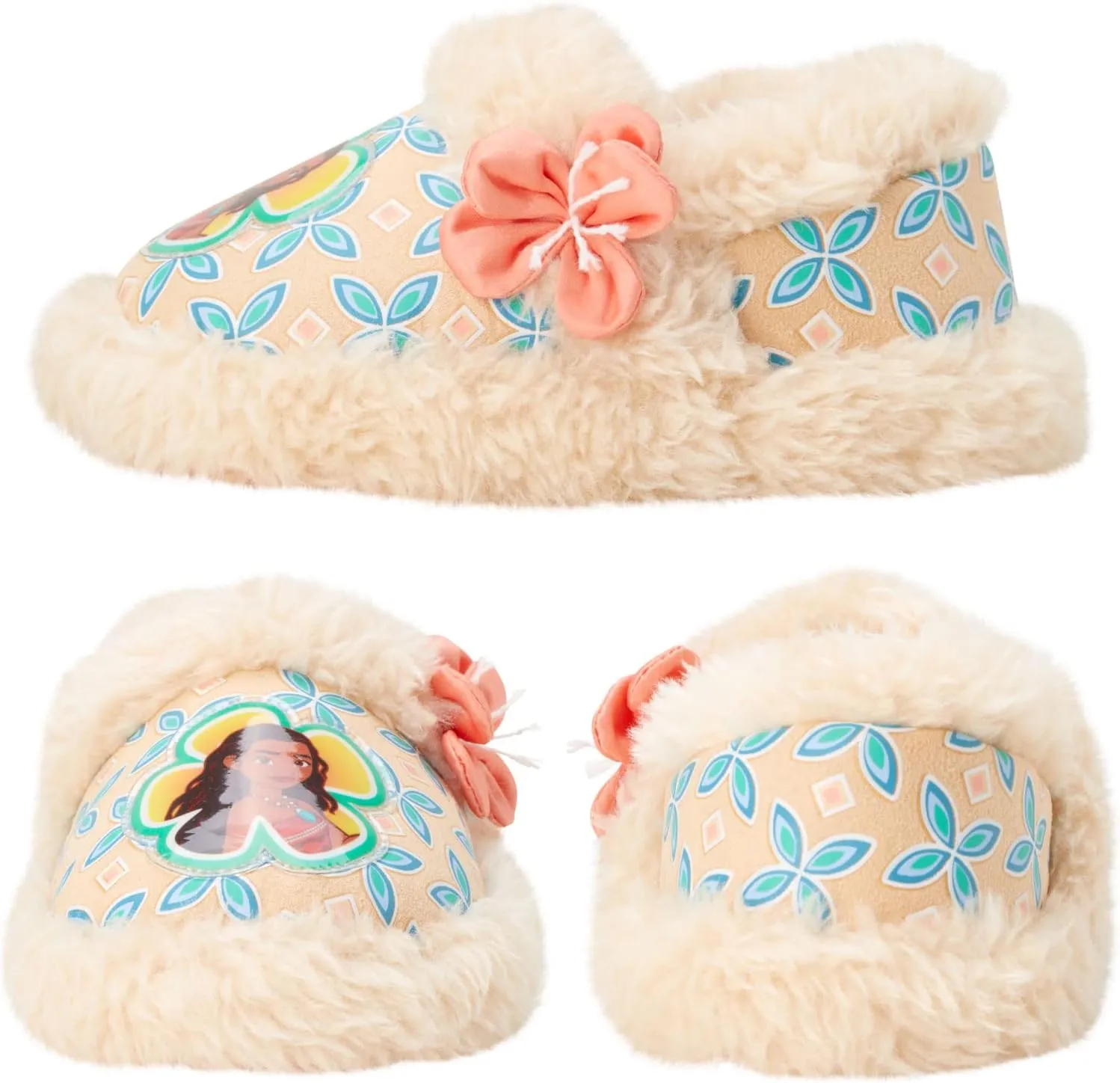 Disney Girls' Moana Slippers - Princess Moana Plush Fuzzy Slippers (Toddler/Little Girl)