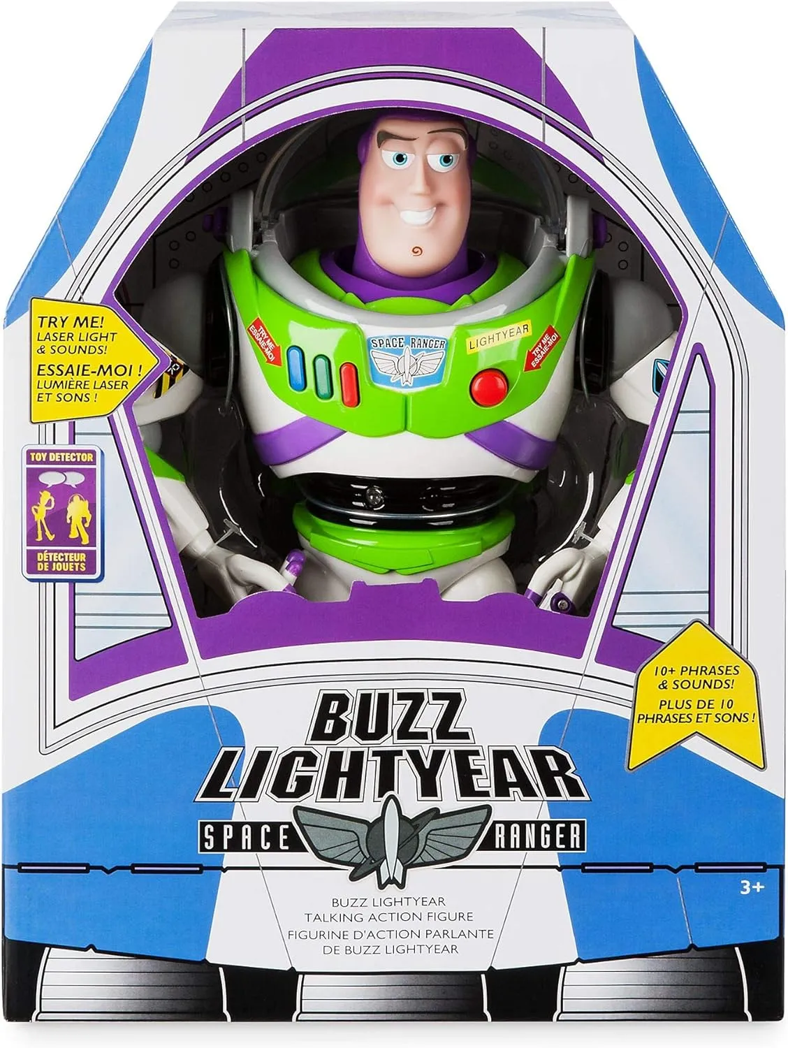 Disney Store Official Buzz Lightyear Interactive Talking Action Figure from Toy Story, Features 10  English Phrases, Interacts with Other Figures and Toys