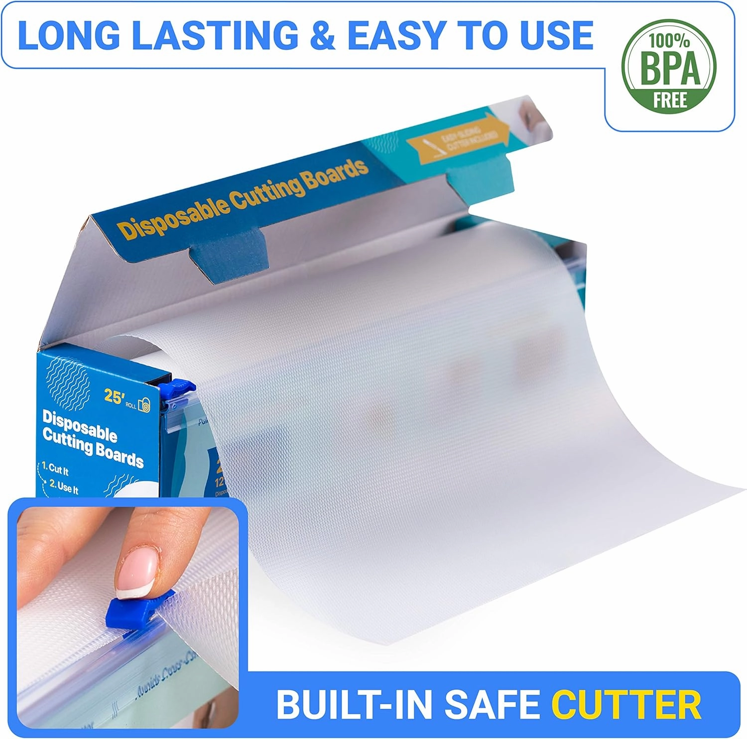 Disposable Plastic Cutting Board for Kitchen & Outdoor - Large Flexible Chopping Boards - Custom Cutting Mats for BBQ and Camping 25'