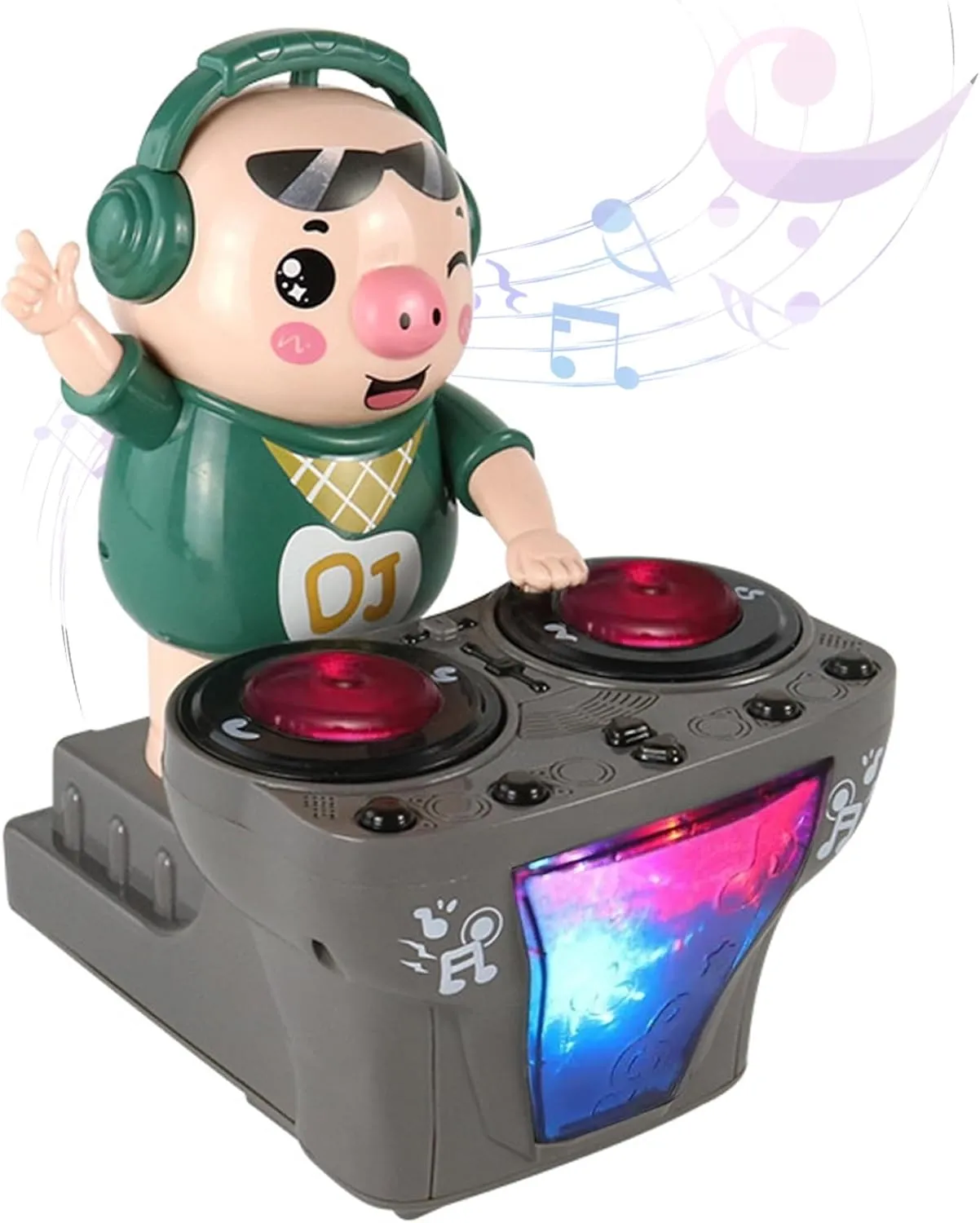 DJ Swinging Piggy Toy with Light and Music Cute Dancing Pig Light up Toys 3 Songs Available DJ Bouncing Piggy Sing Toy for Kids Toys Without Battery, for Kids