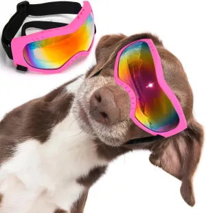 Dog Goggles, Large Breed Dog Sunglasses UV Protection Sunglasses for Large Dog, Dog Sunglasses with Adjustable Strap for Outdoor (Pink)