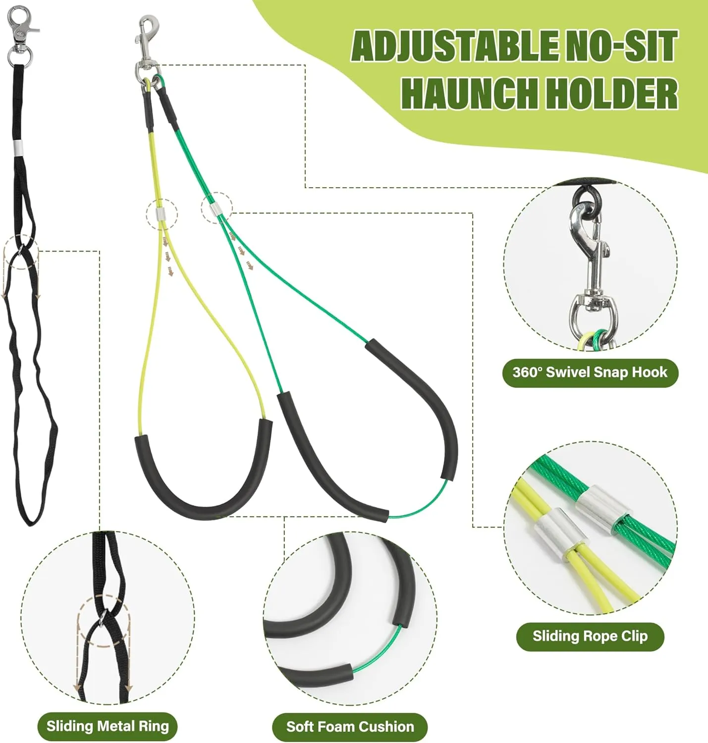 Dog Grooming Arm with Pet Grooming Hammock, getlstub 35" Pet Grooming Table Arm with Adjustable No Sit Haunch Holders, Dog Grooming Stand with Loop Noose for Small and Medium Pets