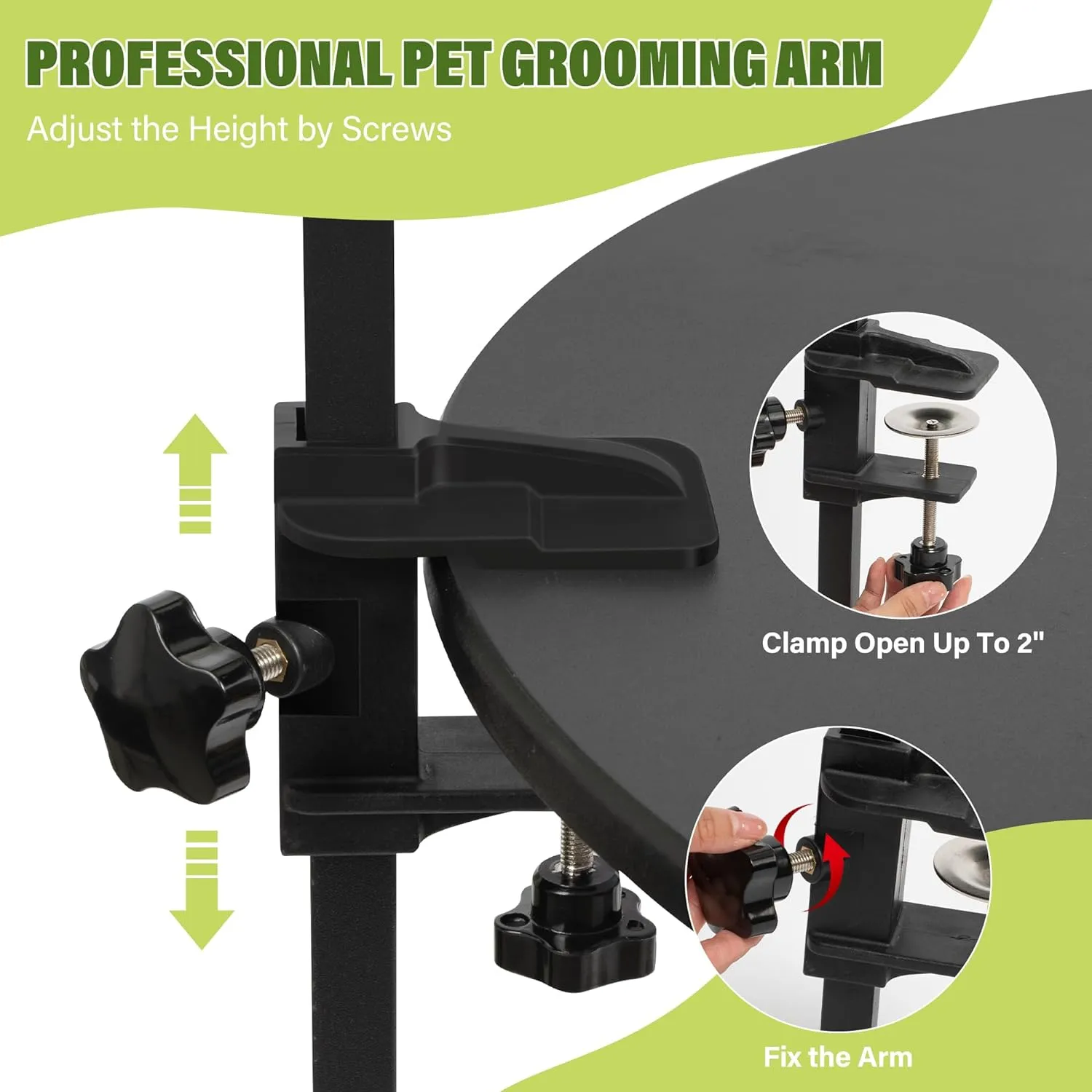Dog Grooming Arm with Pet Grooming Hammock, getlstub 35" Pet Grooming Table Arm with Adjustable No Sit Haunch Holders, Dog Grooming Stand with Loop Noose for Small and Medium Pets