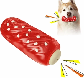 Dog Chew Toys for Aggressive-Chewers - Indestructible Dog Toy for Aggressive Chewer，Tough Chew Toys for Dogs （Rubber Red Meat Stick）