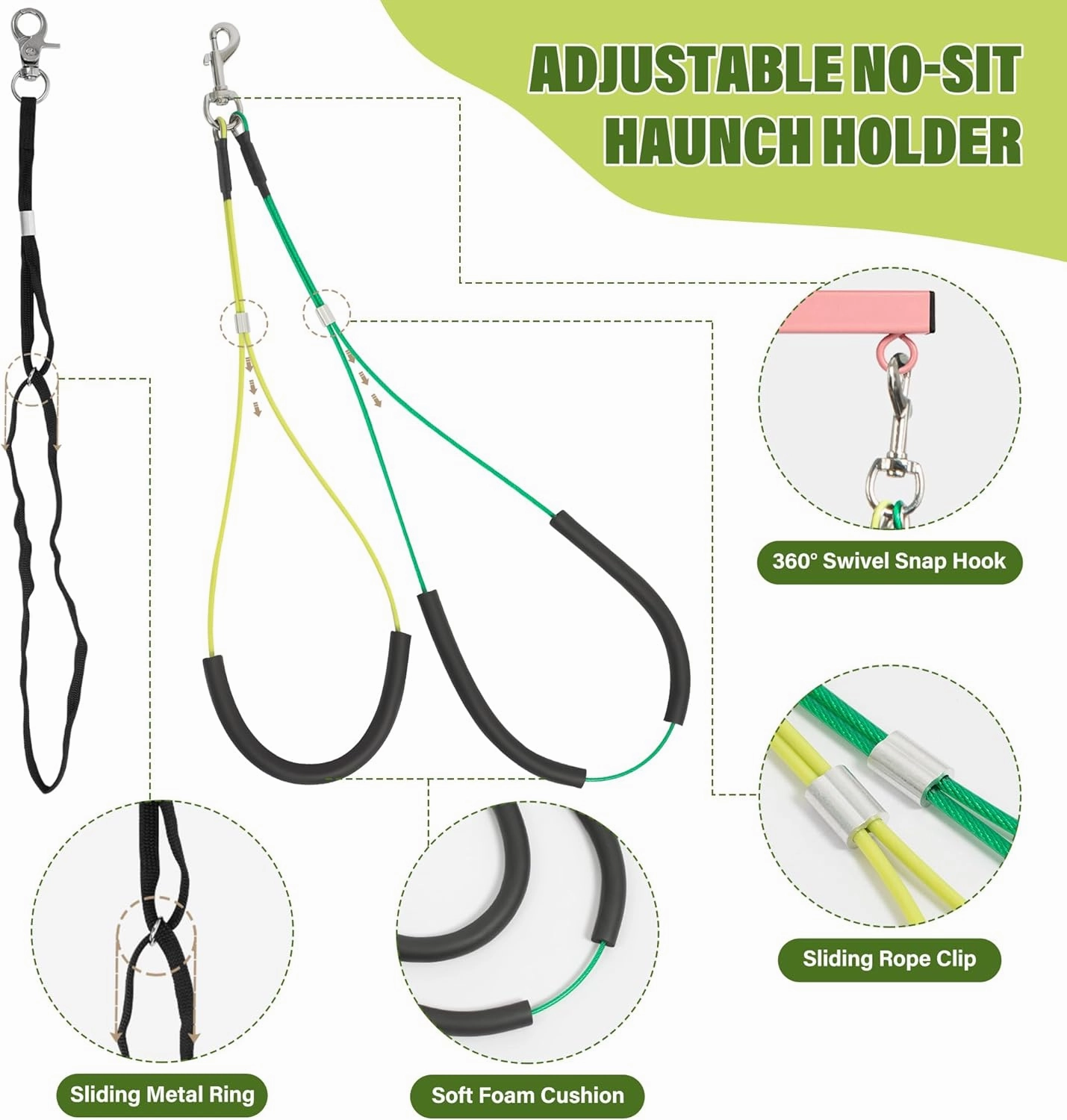 Dog Grooming Arm with Pet Grooming Hammock, 35" Pet Grooming Table Arm with Adjustable No Sit Haunch Holders, Dog Grooming Stand with Loop Noose for Small and Medium Pets, Pink